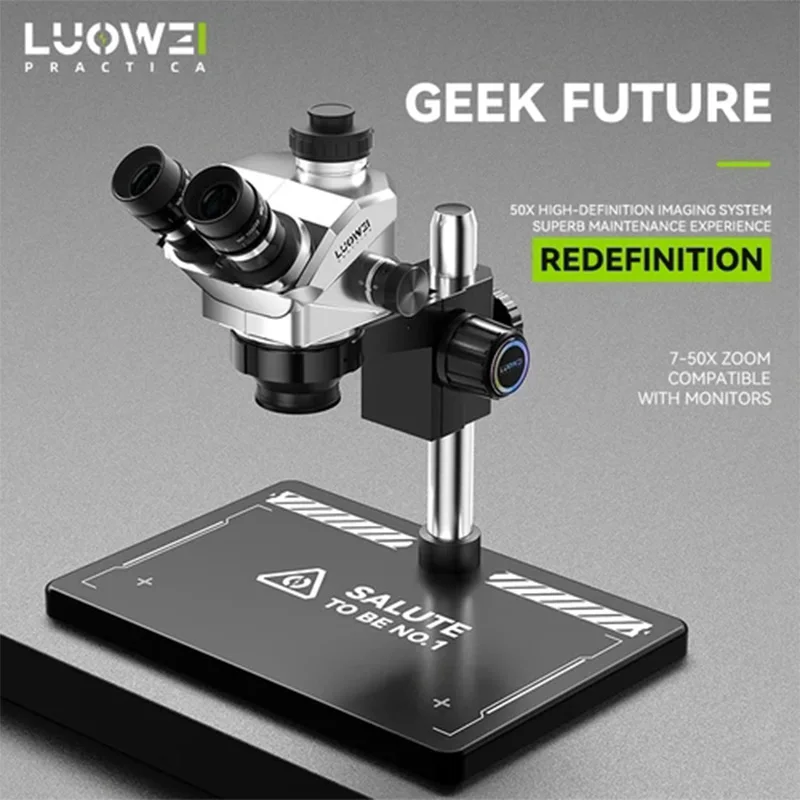 LUOWEI LW-TR01-B3TV 7-50X Trinocular Microscope 0.5X CTV Port WF10X/23 Eyepiece W/ Dust/Oil-Proof Lens for PCB Soldering Repair