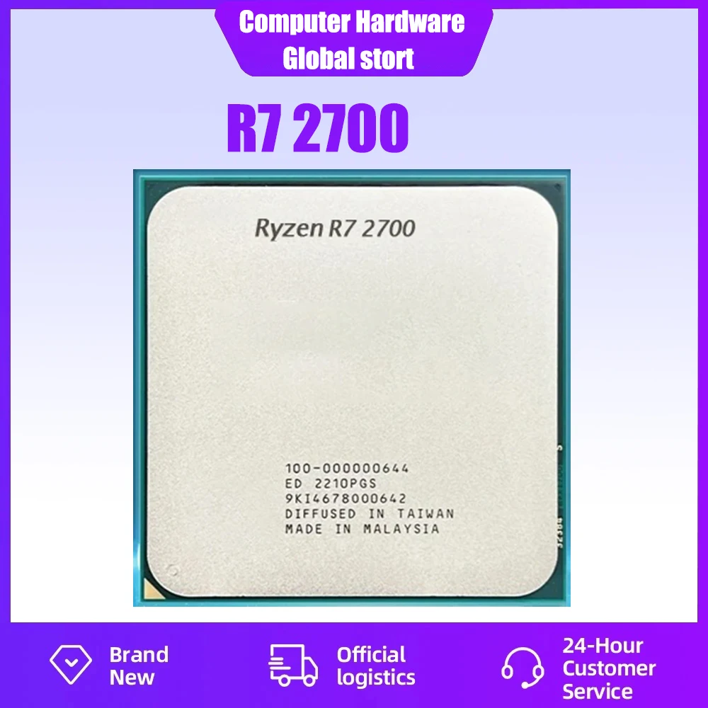 

Ryzen 7 2700 R7 2700 3.2 GHz Eight-Core Sixteen-Thread 16M 65W CPU Processor YD2700BBM88AF Socket AM4