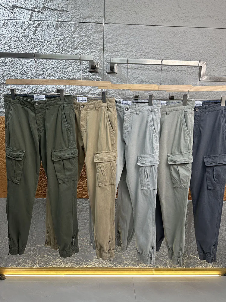 

Мужские повседневные брюки из немецкого хлопка, универсальные, весна 2025, модные, прямые, на молнии, со средней посадкой