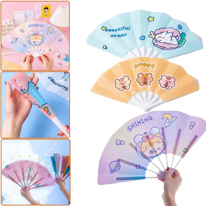 1-50PCS Fold Cartoon Hand Fan Portable Mini Folding Fan Pocket Size Summer Cooling Cute Novelty Gift for Travel Office Party