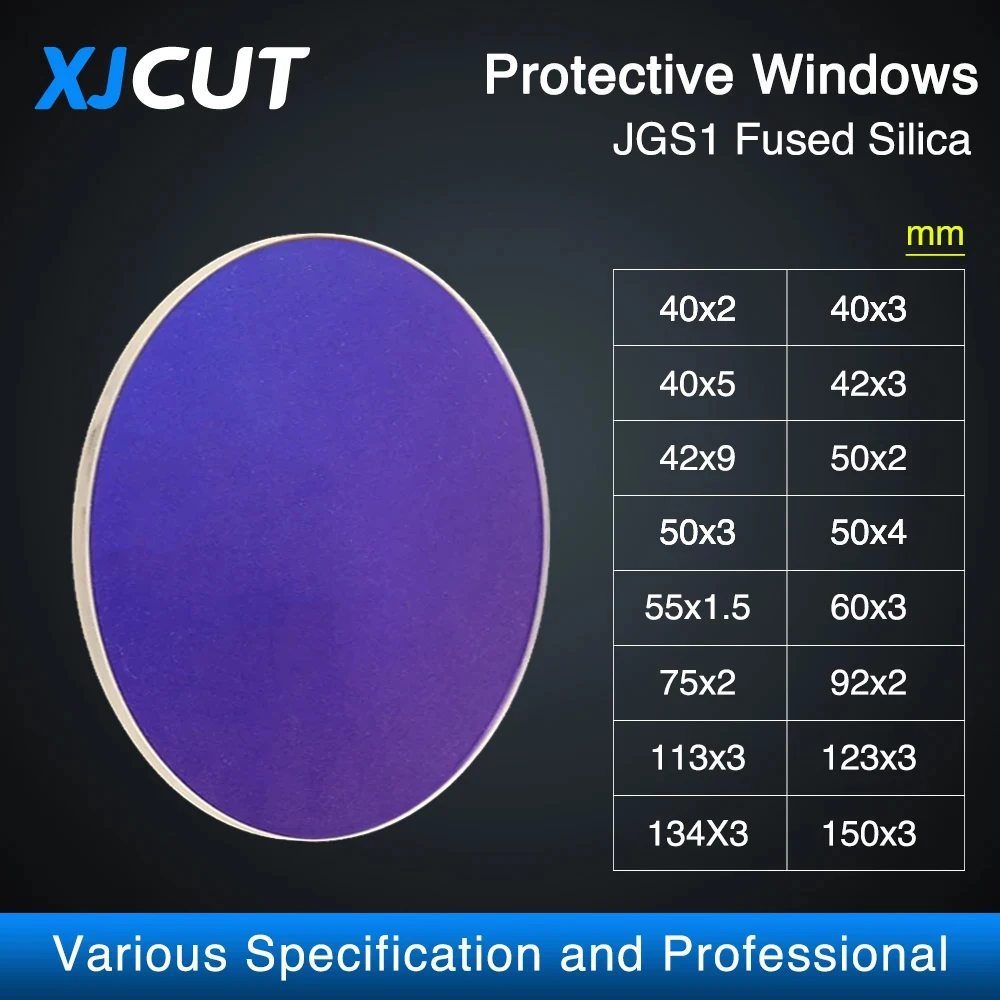XJCUT Fiber Laser Protective Windows 50x2 55x1.5 96x3 113x3 120x5 134x3 Optical Lens For Fiber Laser Cutting Welding Head