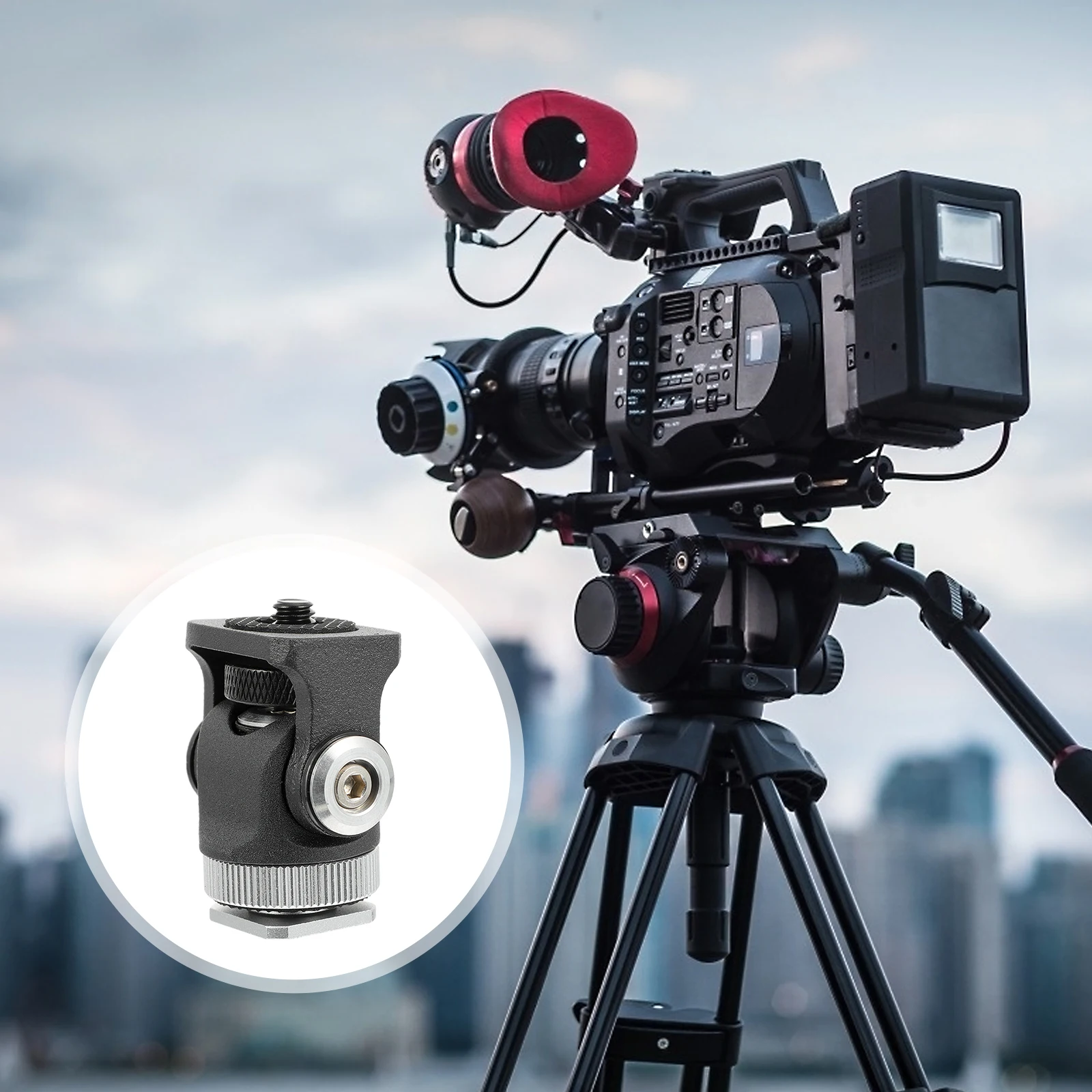 

Aluminum Hot Shoe Mount Adapter 360° Rotatable 180° Vertical Tripod Mount For Phone Camera Monitor Fill Light Camcorder Tripod