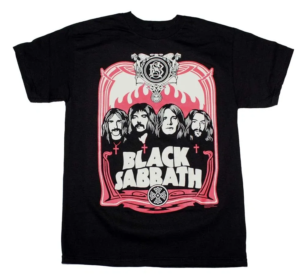

Черная футболка Sabbath Red Flames, мужская футболка в стиле рок-н-ролл, классическая футболка группы, американская уличная футболка с коротким рукавом, женский топ высокого качества