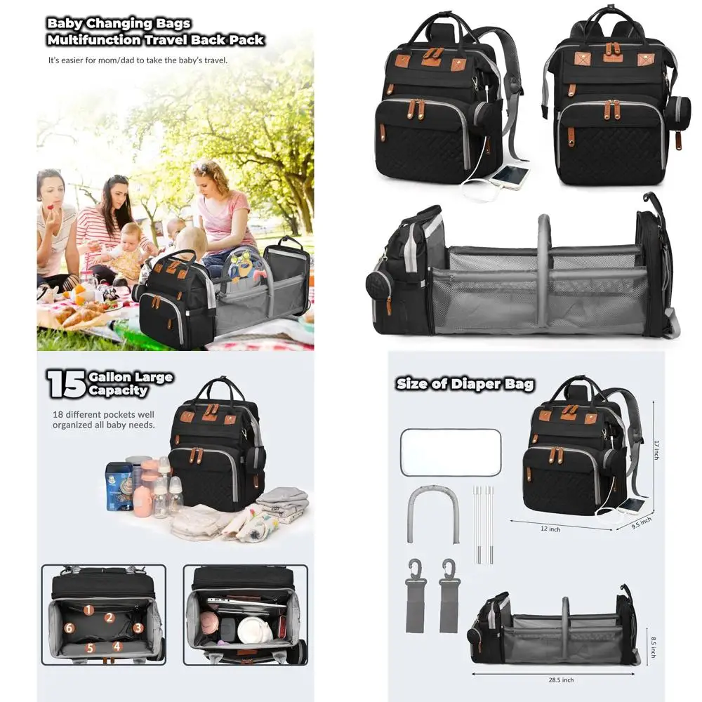 

Сумки для подгузников с пеленальным столиком, водонепроницаемый рюкзак для подгузников с USB-портом для зарядки для мам и пап, подарки на рождение ребенка, большой