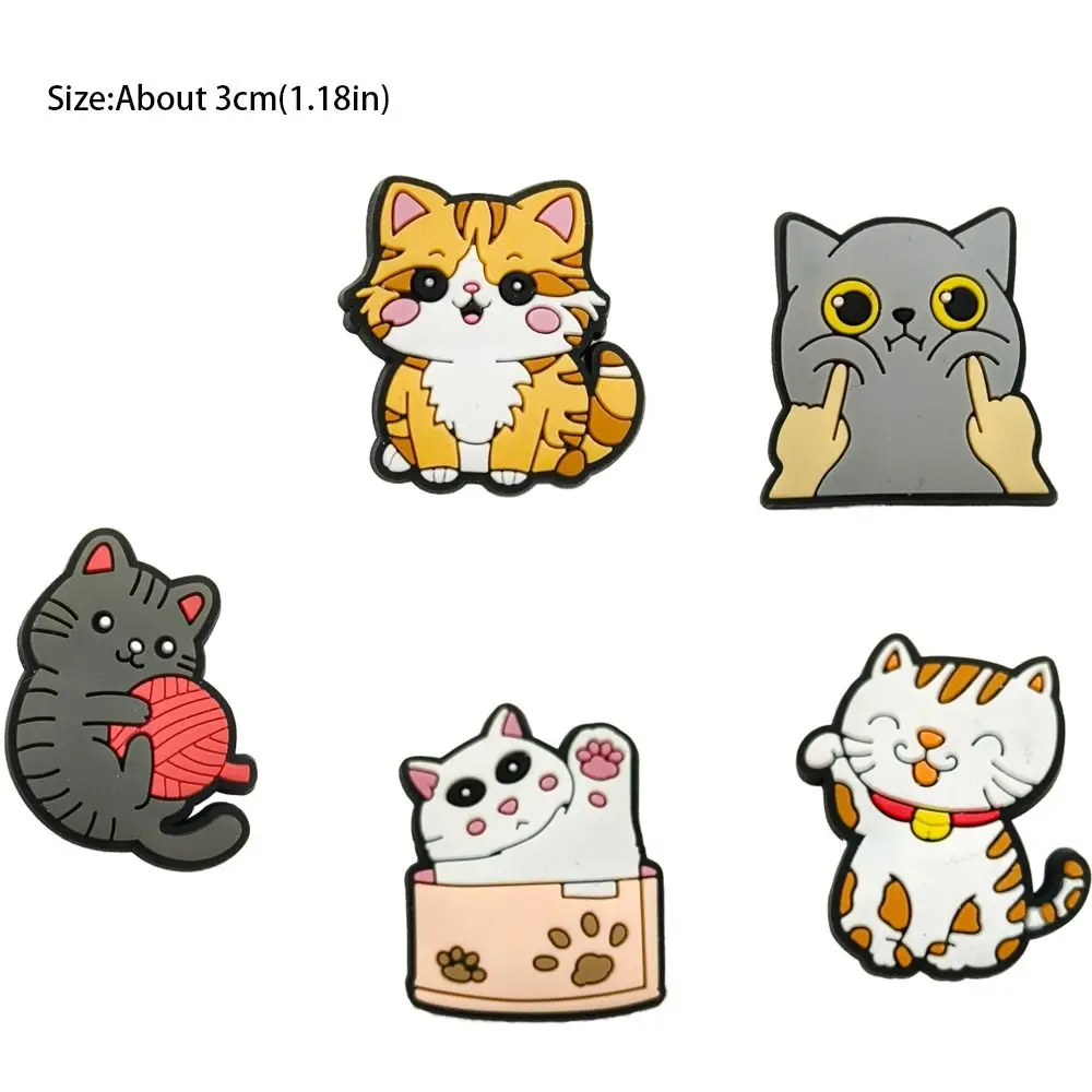 New Cartoon Cat Shaped Hole Shoe Charms Accessories PVC Cute Phone Case Decoration Portable DIY Shoe Attachment Gifts