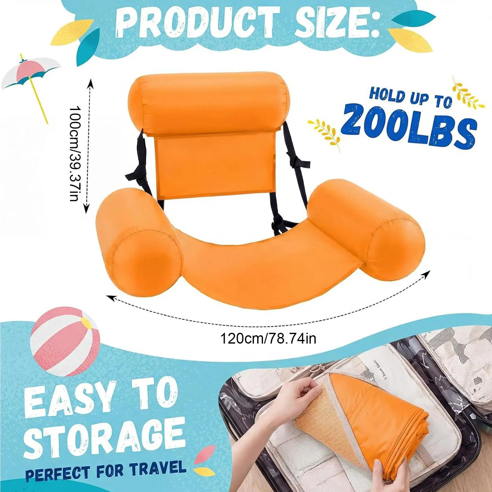 Inflatable Mattresses Water Swimming Hammock Lounge Chairs Pool Sports Toys Float Mat Toys Pools for Adults Floating Bed