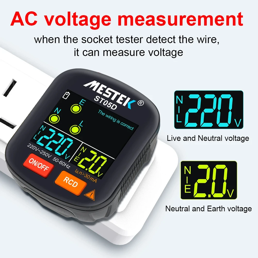 US/UK/EU Plug Digital Outlet Socket Smart LCD Voltage Phase Detector Digital Display Socket Tester Zero Wire Detection