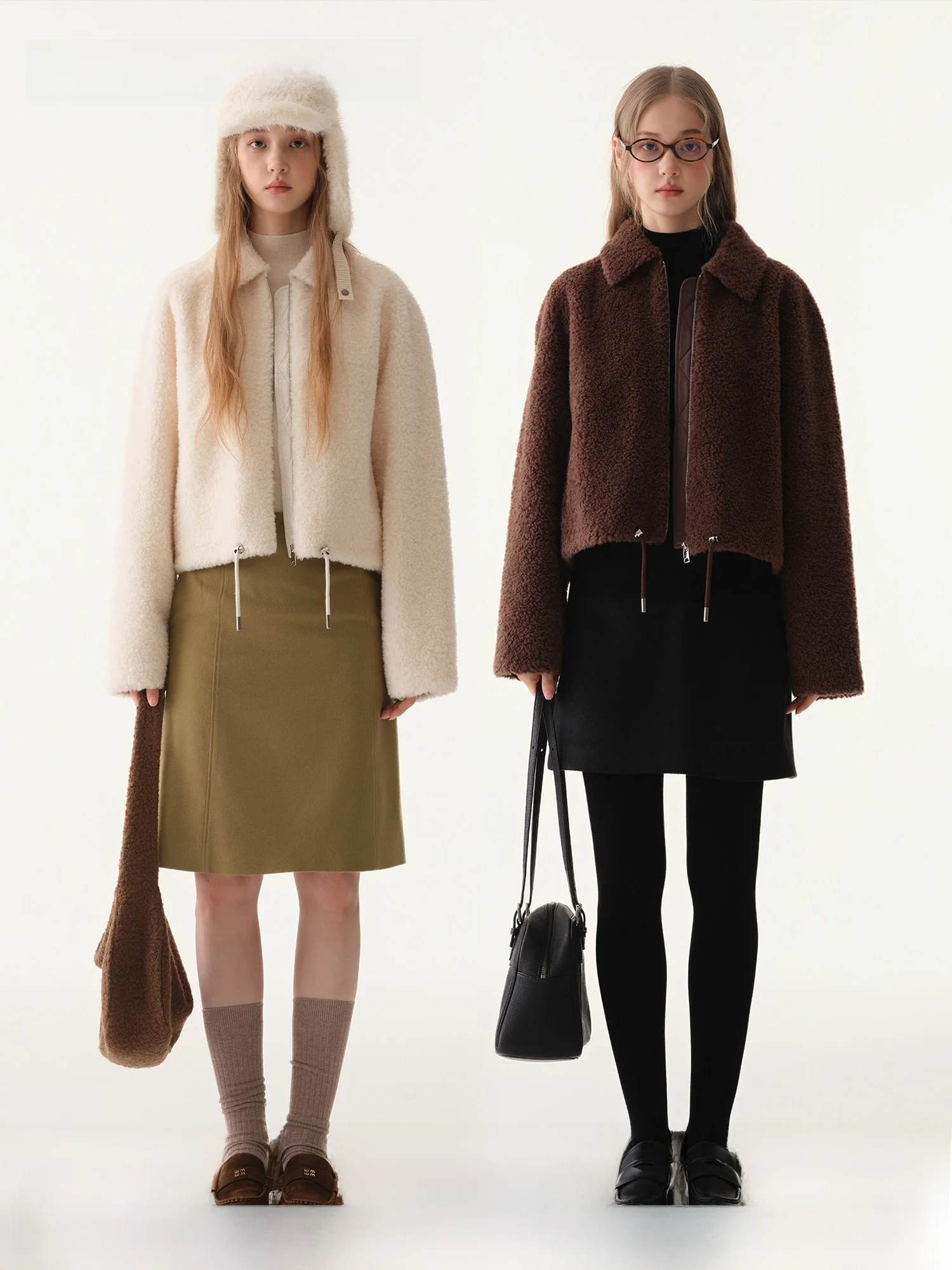 

Babymoon Faux Fur ort Woolen Jaet Women's Winter New Sle Dstring Design Original Pattern Loose Fit Long Sve Coat