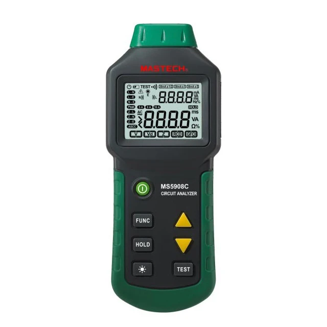 

MASTECH MS5908C: ЖК-анализатор цепей с тестером напряжения, GFCI, RCD и поисковиком обрывов проводки
