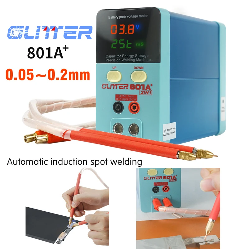 Imagem -03 - Glitter Spot Welding Machine Ponto Soldador Pequeno Armazenamento de Energia Integrado Welding Pen 801a Mais Bateria 70a 70bn