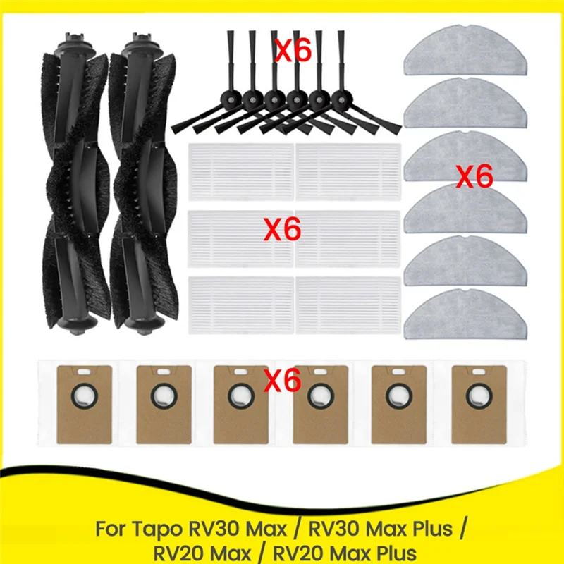A97Z Rolkowa szczotka boczna Filtr Mopy Worek na kurz Do Tapo RV30 Max/RV30 Max Plus/RV20 Max/RV20 Max Plus Robot Odkurzacz