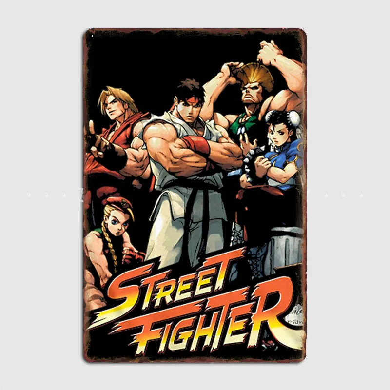 Awesome Characters Street Fighter Anime Metal Sign Poster Garage Room Wall Decor Living Custom Tin Vintage Home Decoration