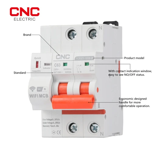 Imagen 2 del producto CNC 2P3P4P WiFi disyuntor inteligente protección contra cortocircuitos temporizador interruptor de recierre inteligente Control remoto