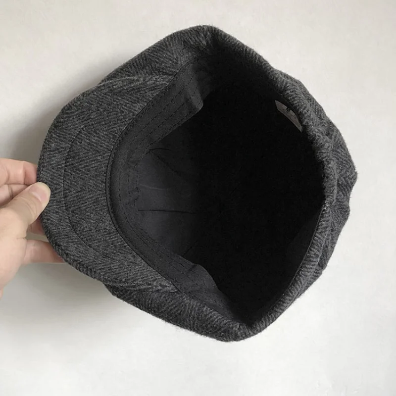 Retro Big Size 62cm Newsboy Caps Men Vintage Wool Thick Beret Winter Driver Hats for Male Tweed Casual Flat Octagonal Cap