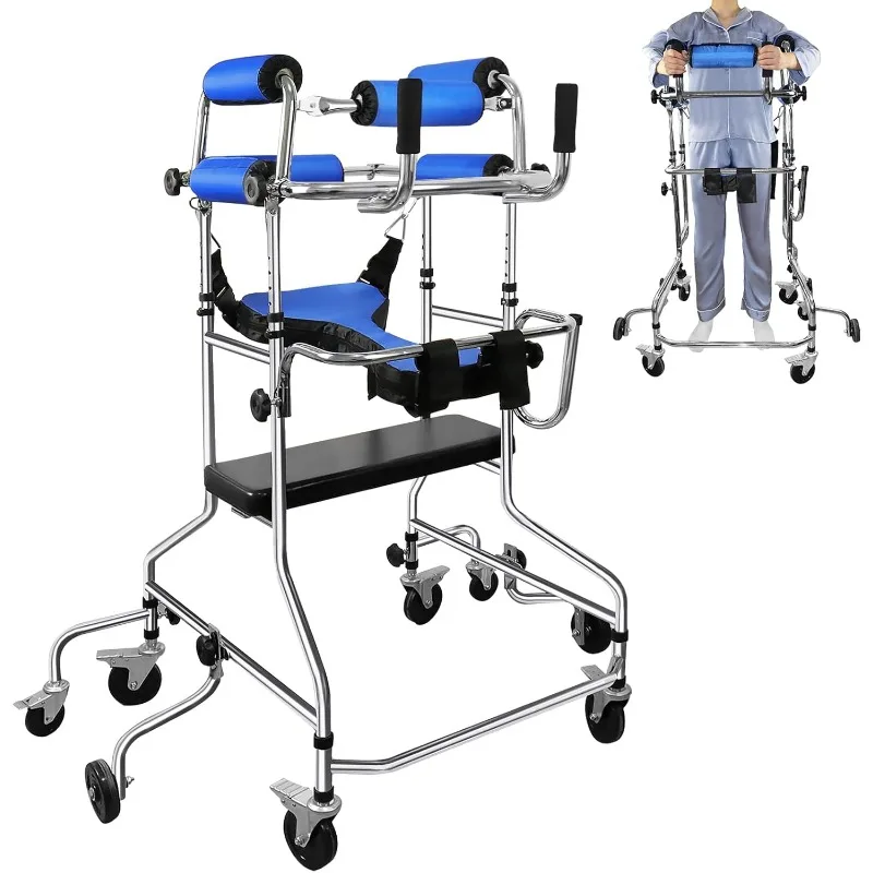 Adult Standing Walker,Portable Multi-Functional Lower Limb Training stangding Walker,8 Wheels Anti tilt