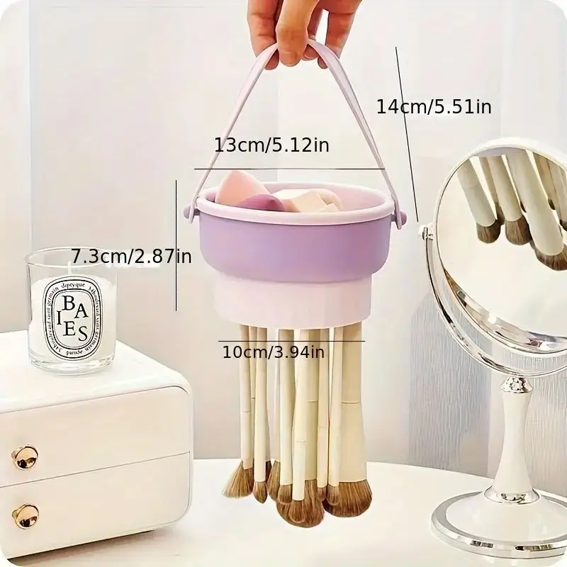 シリコンメイクブラシクリーニングボウル、ビューティースポンジ、クリーナーマット、乾燥ラック、ツール、1個