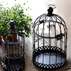 Elegant Iron Art Birdcage Candle Holder Vintage Suspended Design Multifunctional Hanging Planter Chic Window Display Decor
