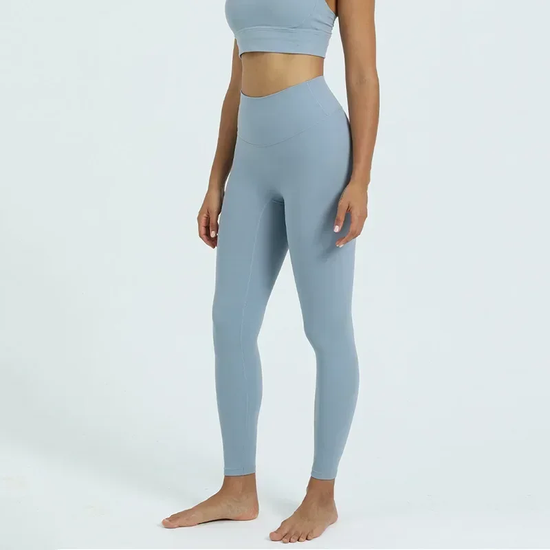 Yogabroek Nude Feel Huidvriendelijk Zonder Schaamte Draad Hoge Taille Elastische Taille Honing Perzik Heup Sport Fitness Broek Vrouwen