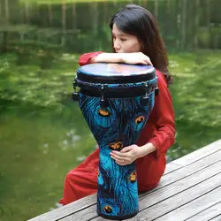 12 Inch Beautiful Djembe Drum Percussion African Drum Art ABS Barrel PVC Skin for Adults Hand Drum Musical Instrument