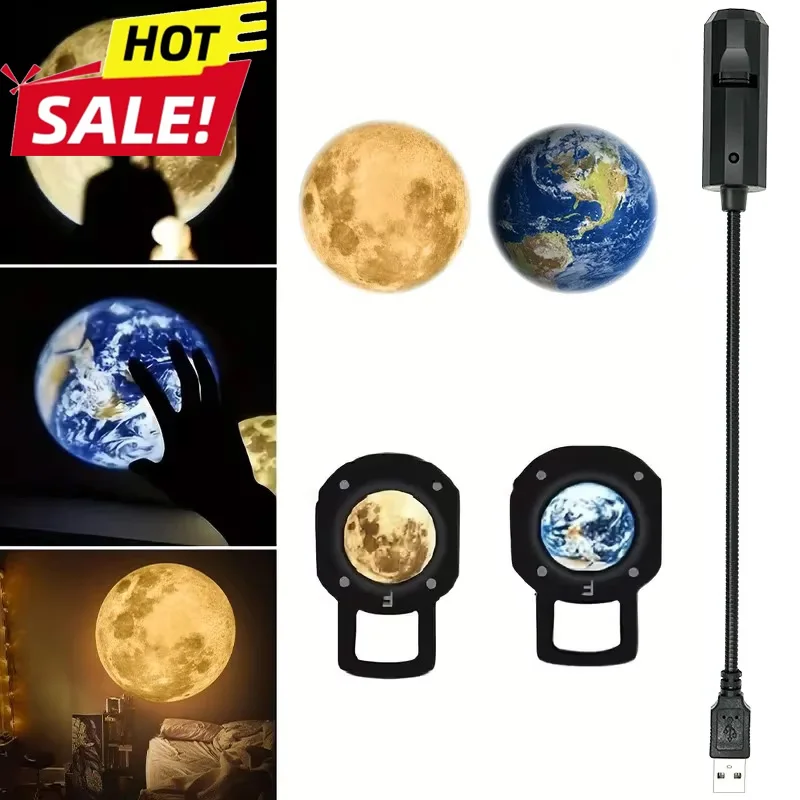 

USB Ceiling Moon Earth Projection Atmosphere Light Starry Sky Lamp Night Light Romantic Bedroom Decoration Galaxy Projector