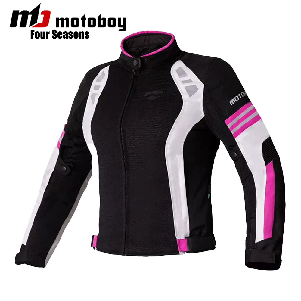 Dames Motorjas Vier Seizoenen Ademend Lichtgewicht Mesh Fietsen Moto Jas Protector Motocross Pak CE Beschermend