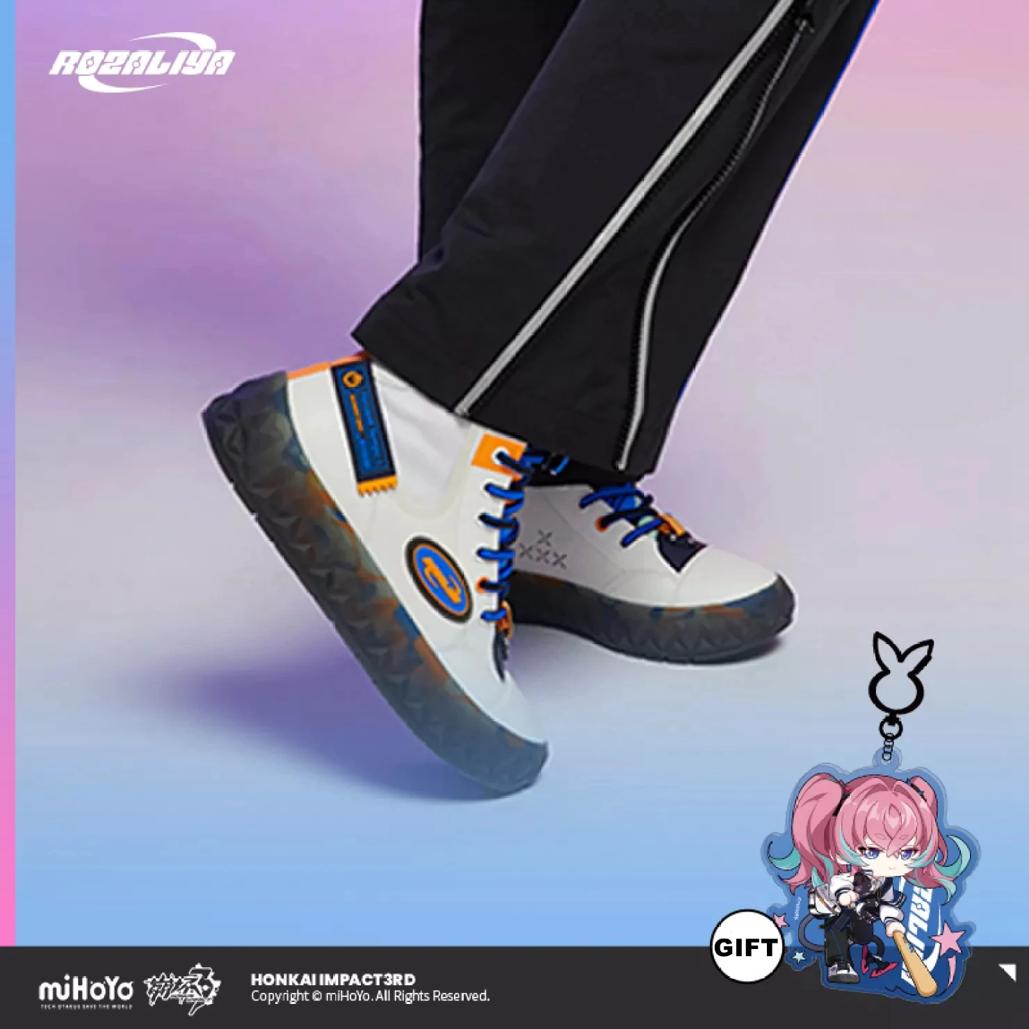 3D Game Honkai Impact 3 Fervent Tempo Δ 8-bit Theme Sneakers Anime Cosplay Olenyeva Acrylic Pendat Fashion Couple Canvas Shoes