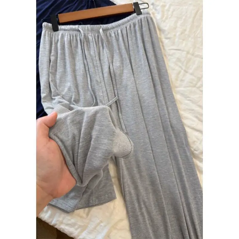 Gray Wide Leg Pants Women's High Waist Loose Drapey Cool Casual Pants Modal Cotton Comfortable Breathable Korean Style