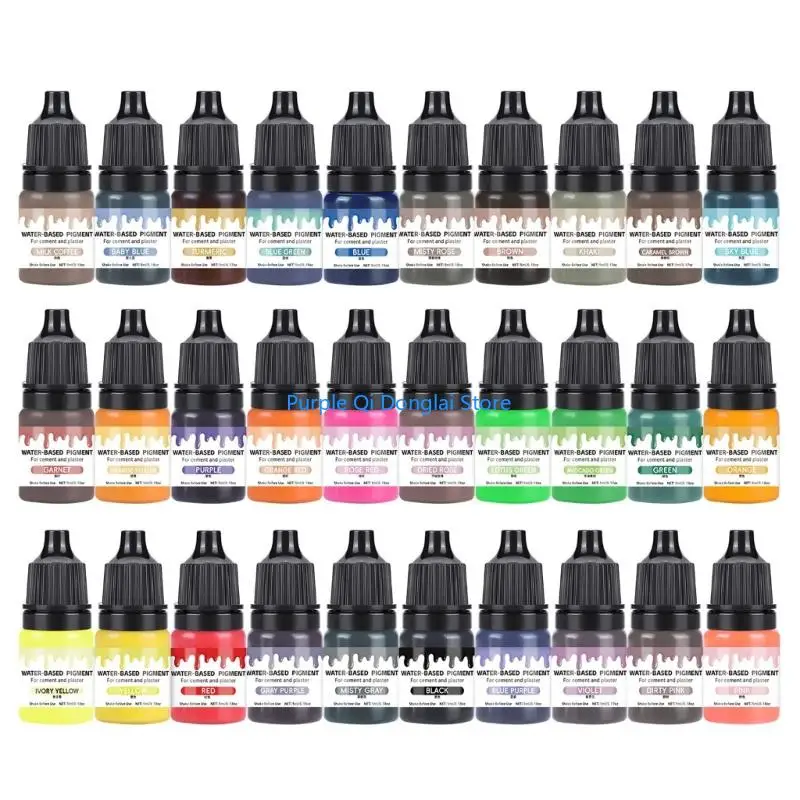 L21E Multipurpose 30 Color Artisanal Colorant Set Water Soluble Dye For Plaster Resin Crafts Mini Travel Friendly Bottles