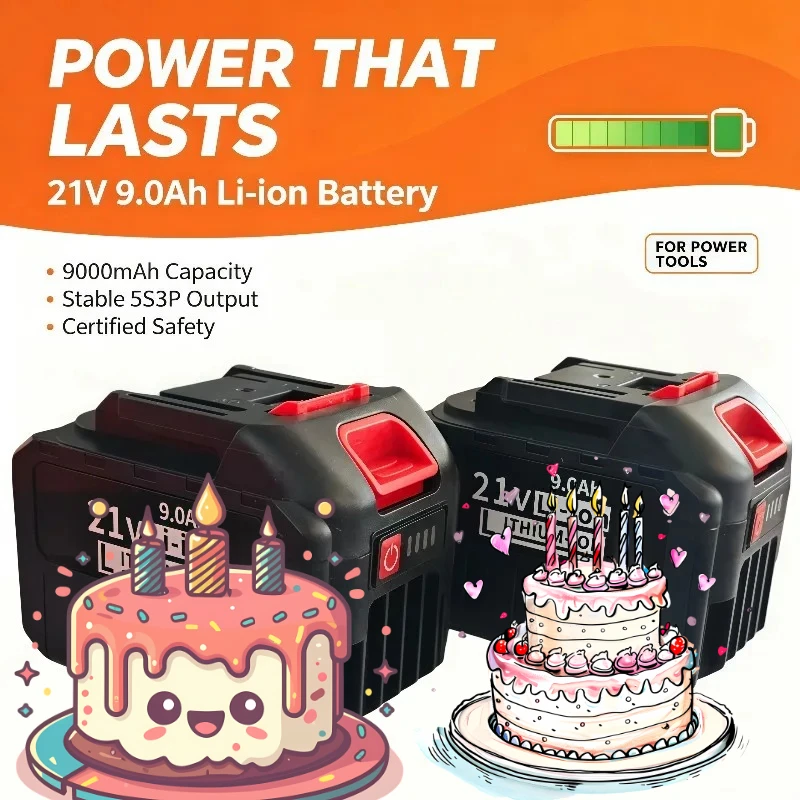 High‑current High Discharge 5S3P 21V 9000mAh 18650 Rechargeable Lithium Battery Spare Pack For Electric Screwdriver
