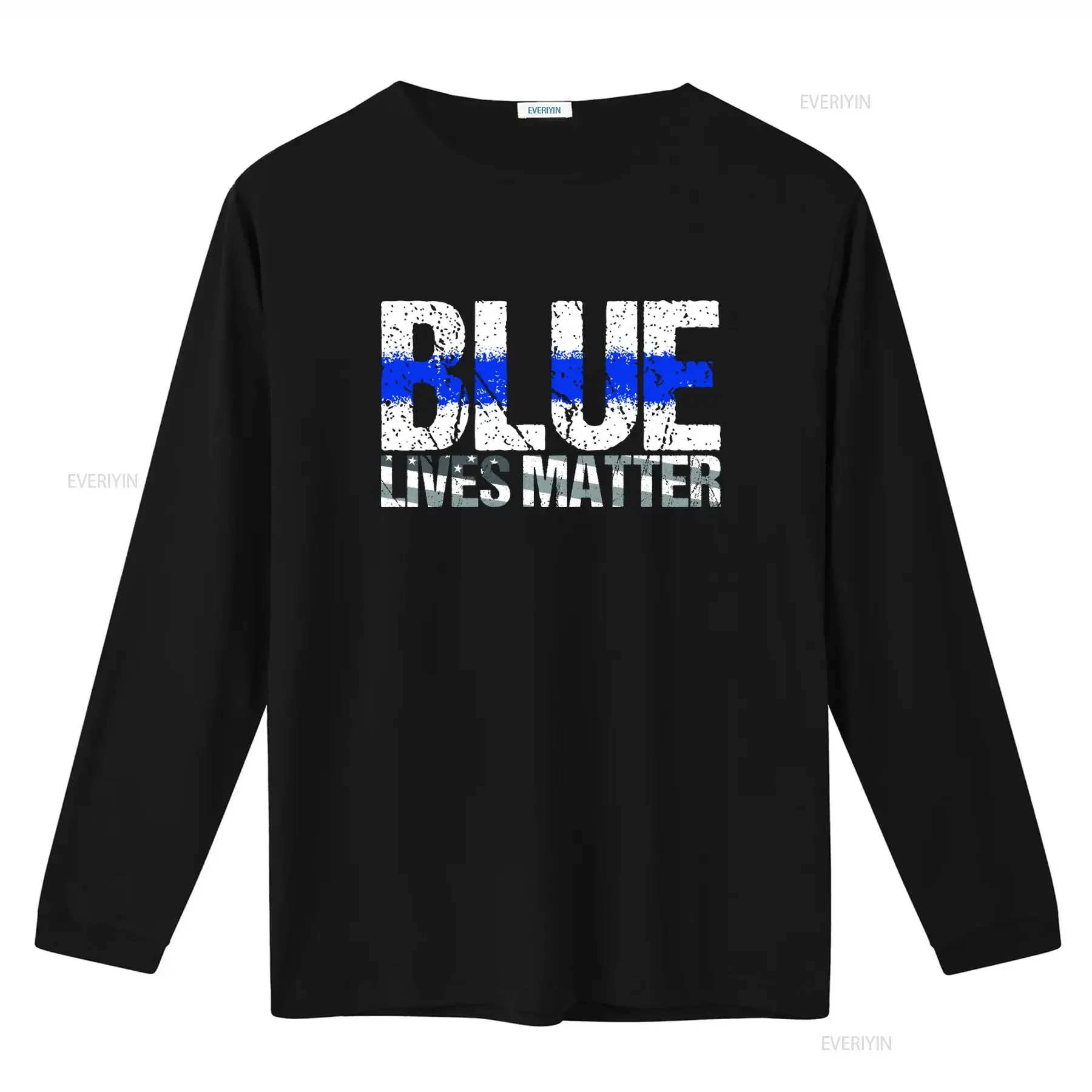 Blue Lives Matter USA Flag Honor Serve Protect Men's T shirt  vintage Washed Slightly graphic Stylish Breathable homme