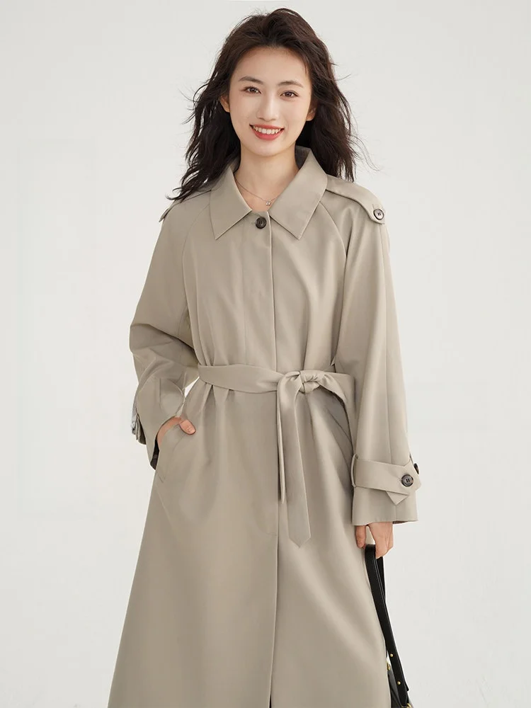 

Женское пальто свободного кроя с вставками на плечах, в британском стиле, весна-осень, новая коллекция, элегантное, с длинными рукавами, с отложным воротником, куртка-жакет