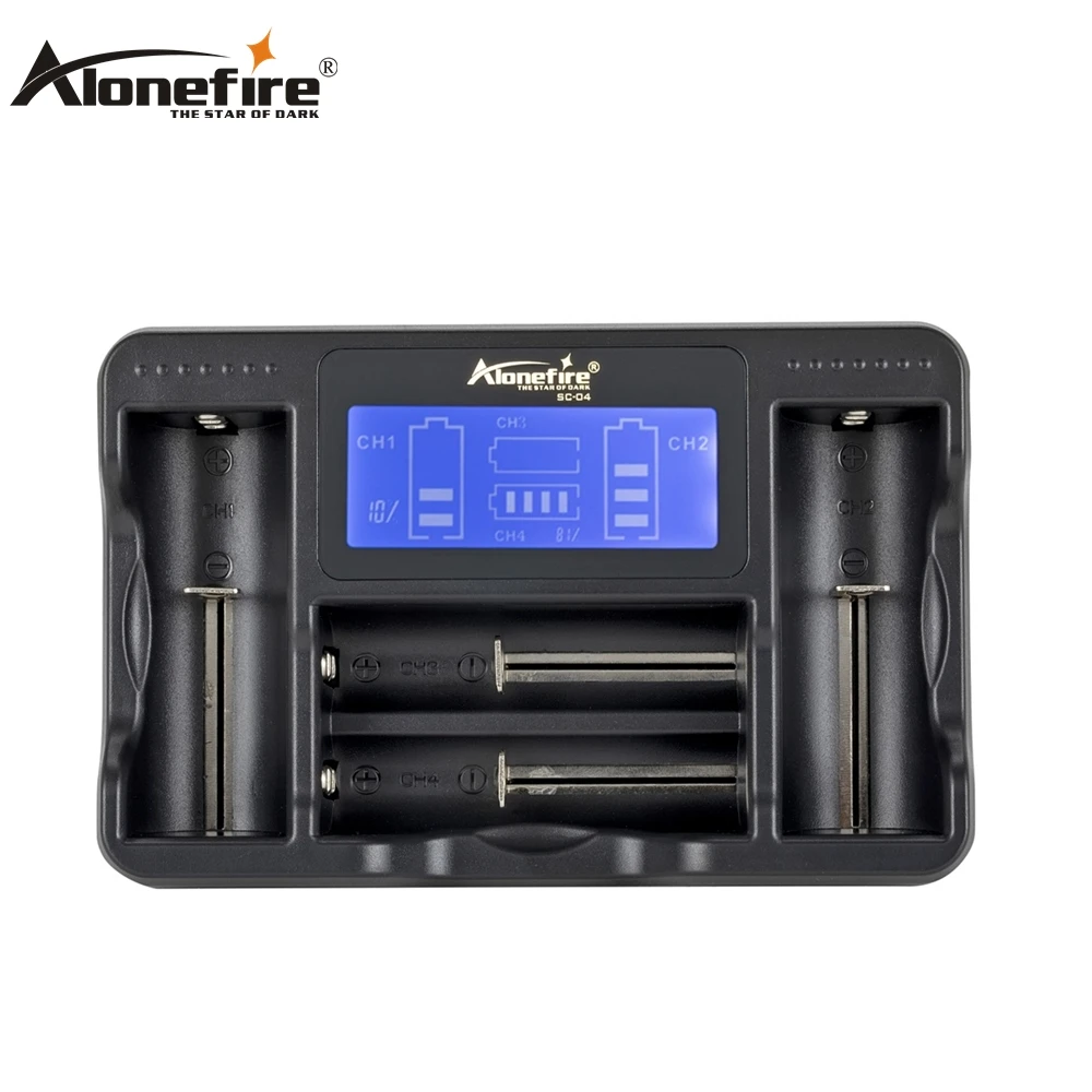 Alonefire 1A/2A LCD USB Charger 3.7V Rechargeable Flashlight Torch Li-ion Battery Charger for 18650/16340/14500/21700/26650