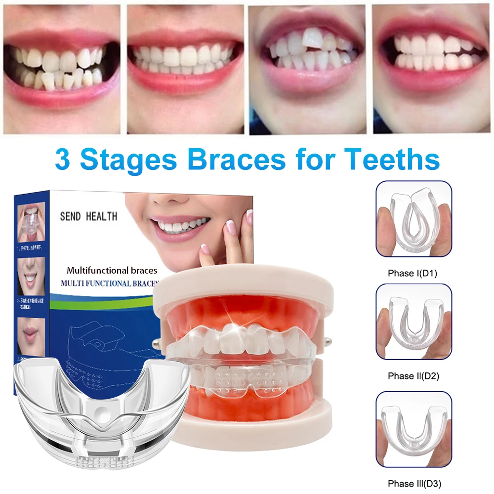 Three Stages Silicone Tooth For Adults Invisible Orthodontic Set Dental Appliance Teeth Retainer Mouth Guard Braces Tooth Tray