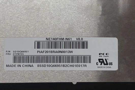 

NE140FHM-N61 V8.0 14.0'' Laptop LCD Screen Panel Matrix 1920*1080 EDP 30 Pins 72% NTSC