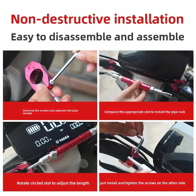 Motorcycle adjustable extension bracket, scooter extension rod, crossbar steering wheel reinforcement, 22mm replacement - Image 2