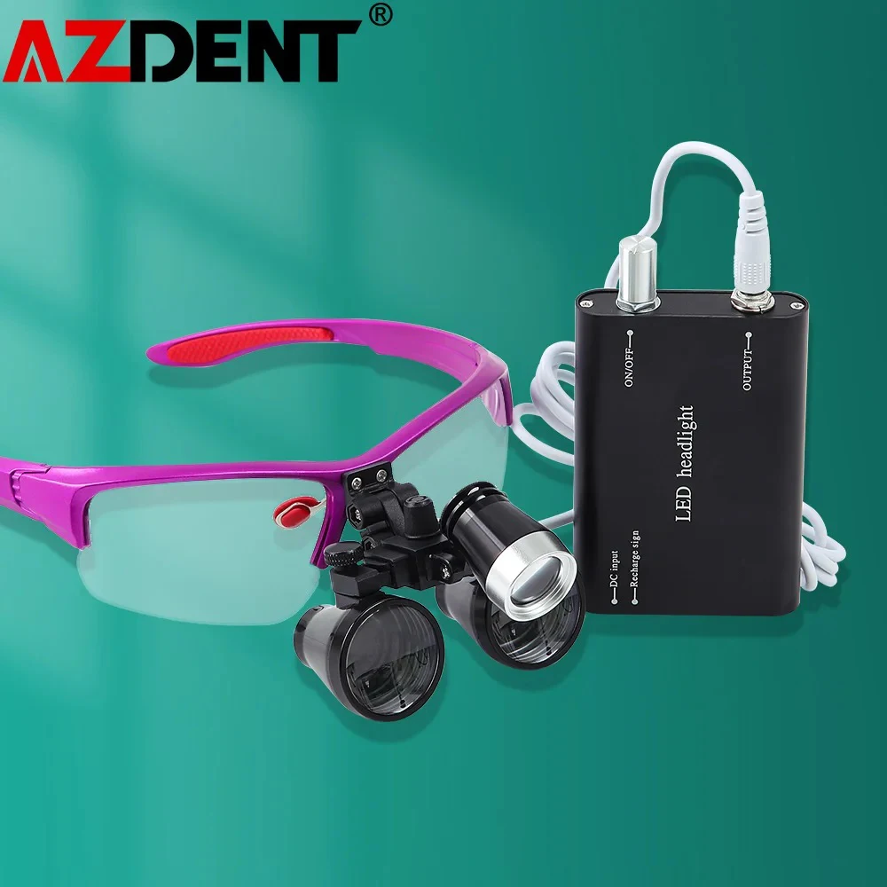 

Azdent 3.5X Magnification Binocular Dental Loupe Surgical Magnifier With Headlight LED Light Medical Operation Loupe Lamp