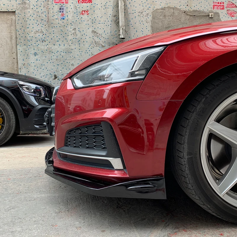

Автомобиль для Audi A5 2012-2022 2017, глянцевый черный передний бампер из углеродного волокна, сплиттер для губ, комплект кузова, спойлер, дефлектор, аксессуары ABS