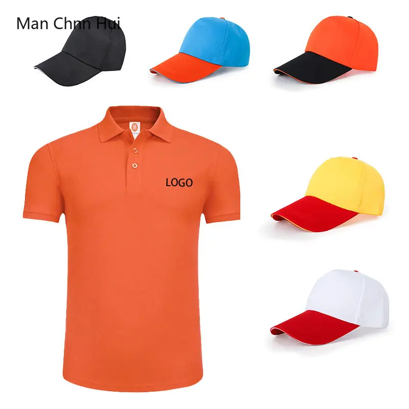 Summer Polo Shirt for Cafe Bakery Waiter Uniforms Catering Blouse and Work Cap Workers Lapel Shirt Workwear for Supermarket