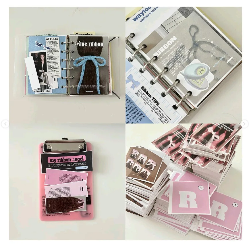 Scrapbooking Material DIY Decal Memo Pad Pink Bow Ribbon Inst Style Journal Planner Stickers Decorative Memo Paper