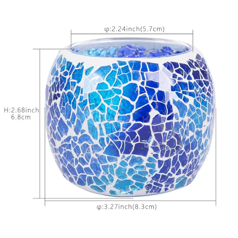 Mosaic Glass Tea Light Candle Holder,Handmade Romantic for Aromatherapy,Party Décor,Used as Vase,Pen Holder,Potted Plants Bowl