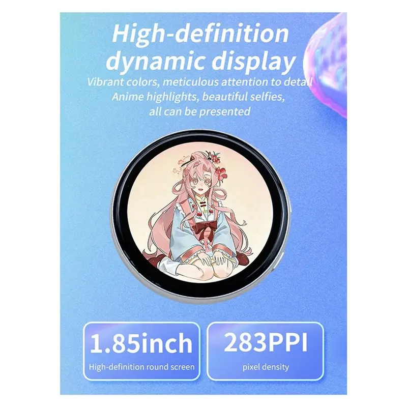 Bluetooth 6.0 Electronic Jiggling Anime-Style GIF Badge, LED Display With Lanyard Pin And Stand For Cosplay