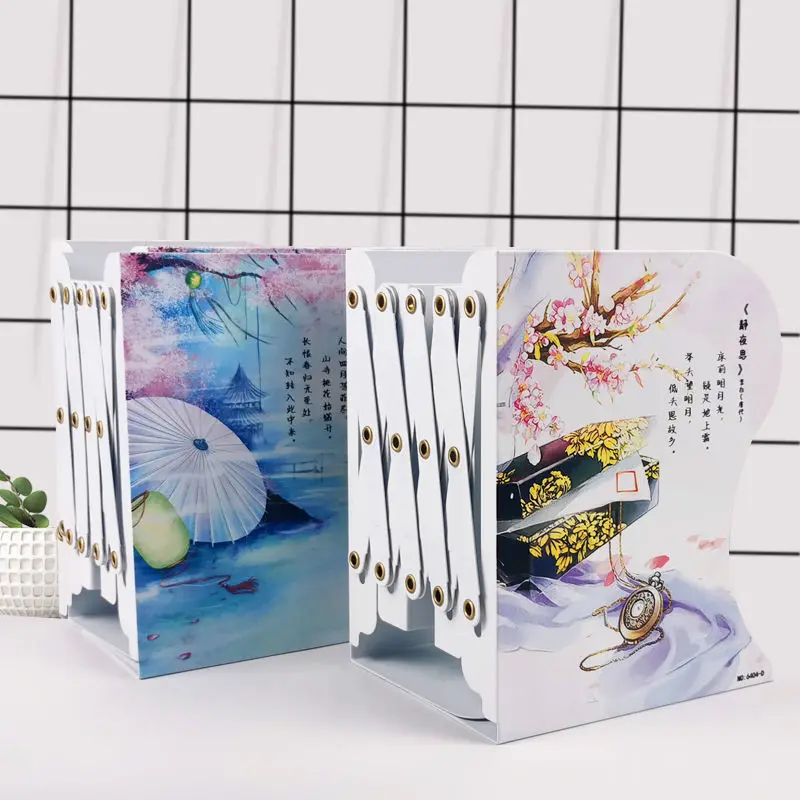 

Cute Ancient Style Series Retractable Bookends Metal Desk Book Holder Desks Organizer Office School Home Bookshelf Stationery