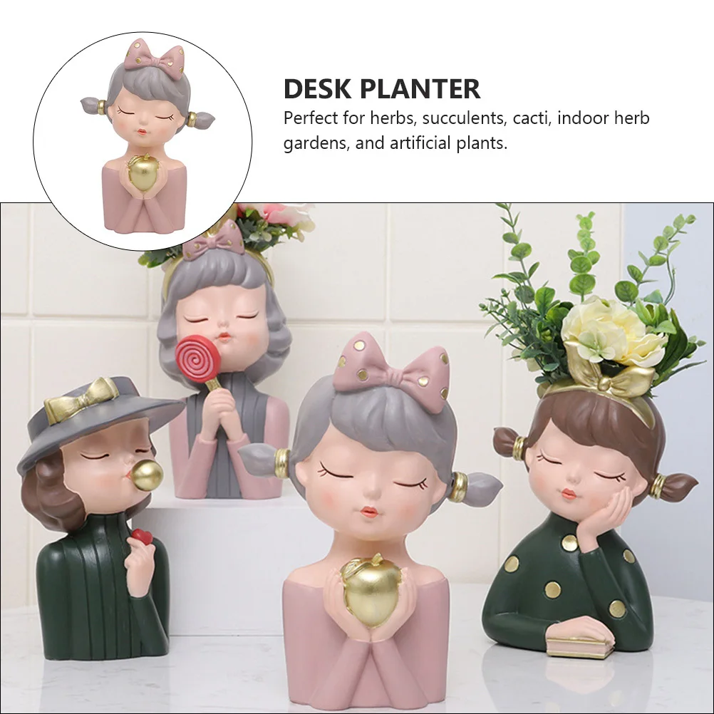 

1Pcs Succulent Resin Flower Pot Creative Modern Small Plant Container for Indoor Garden Home Office Table Decoration with Drain