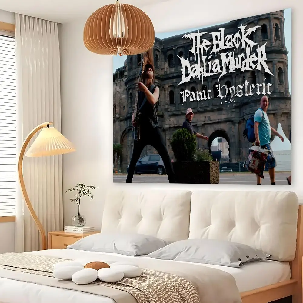The B-Black D-Dahlias M-Murder Tapestry Custom Living Bedroom Party Dormitory Interior Wall Bohemian Decoration Attached Clip