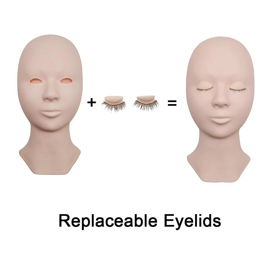 3-lagiger Wimpern-Trainings-Mannequin-Kopf, Puppen-Gesichtskopf zum Üben, Pfropfen, Wimpern-Make-up-Werkzeug, Wimpernverlängerung, Trainingsmodellkopf – Detail 15