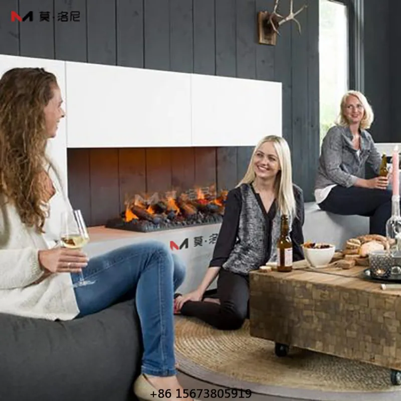 2500mm Fake-LED Flame Electric 3D Water Steam Mist Flame Fireplace