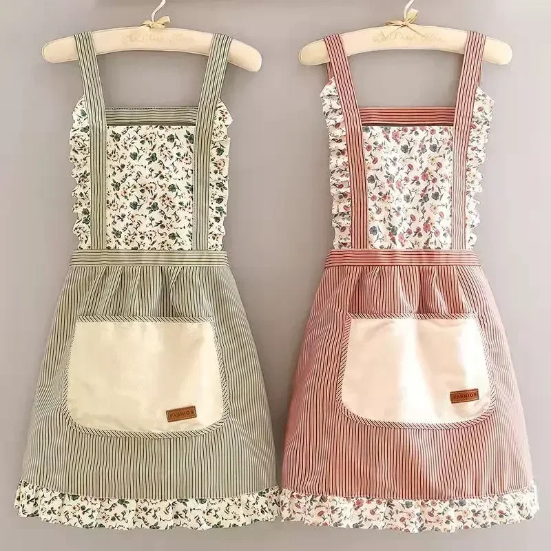 

Canvas Floral Apron Scrubable Durable Stain RResistant And Wear-resistant For Kitchen Home And Work Aprons Nice Apron Kitchen