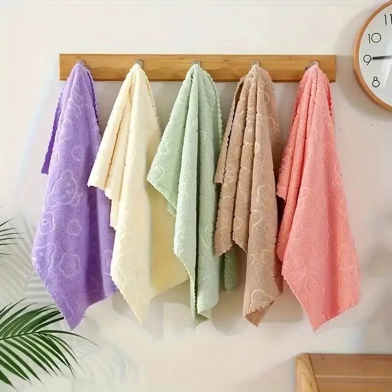 1/5/10PC-Cute Bear & Floral Embossed Hand Towels - Ultra-Soft, Super Absorbent & Quick-Dry Face Towels