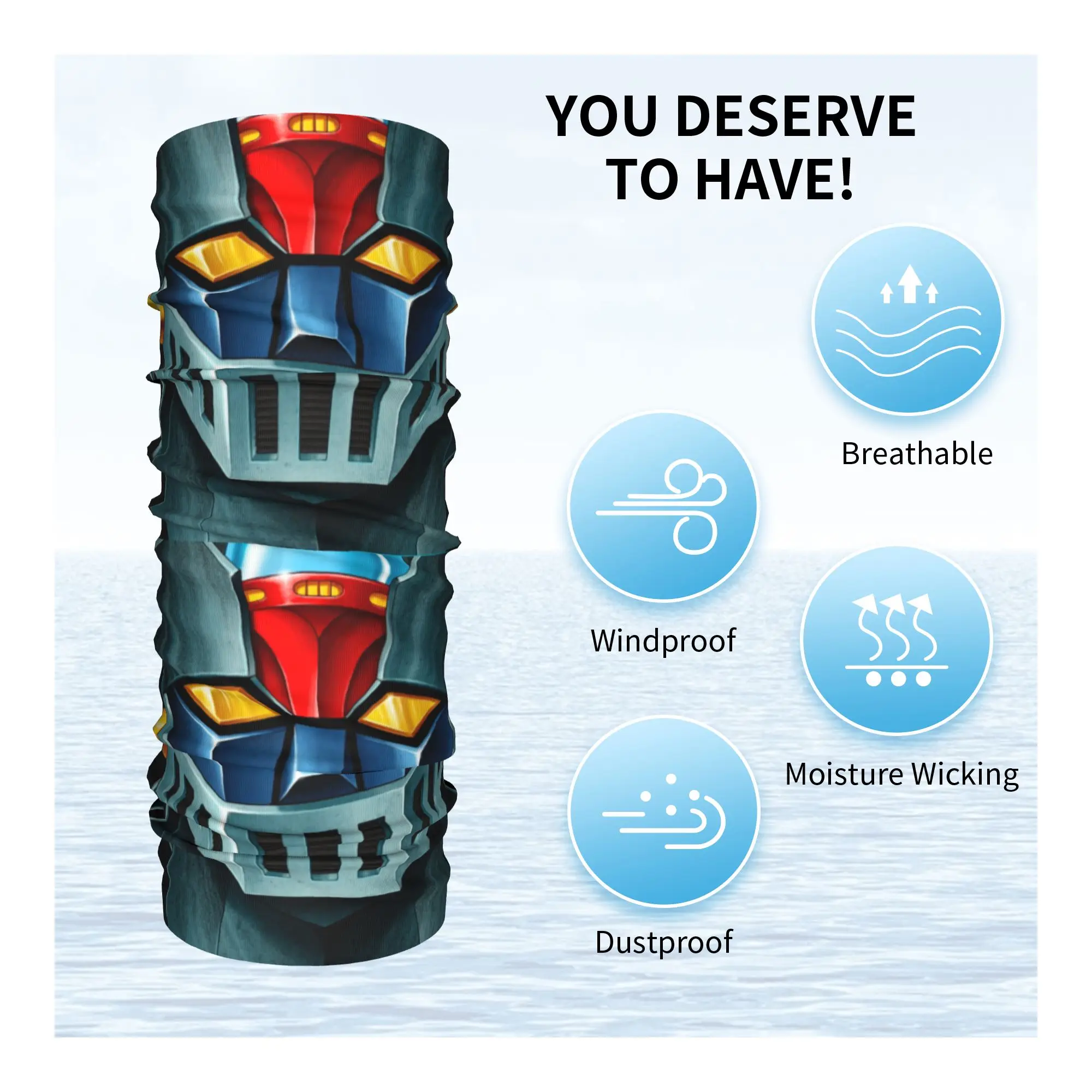 UFO Robot Mazinger Z Bandana invierno calentador de cuello hombres envoltura a prueba de viento bufanda para la cara para senderismo Anime polaina diadema