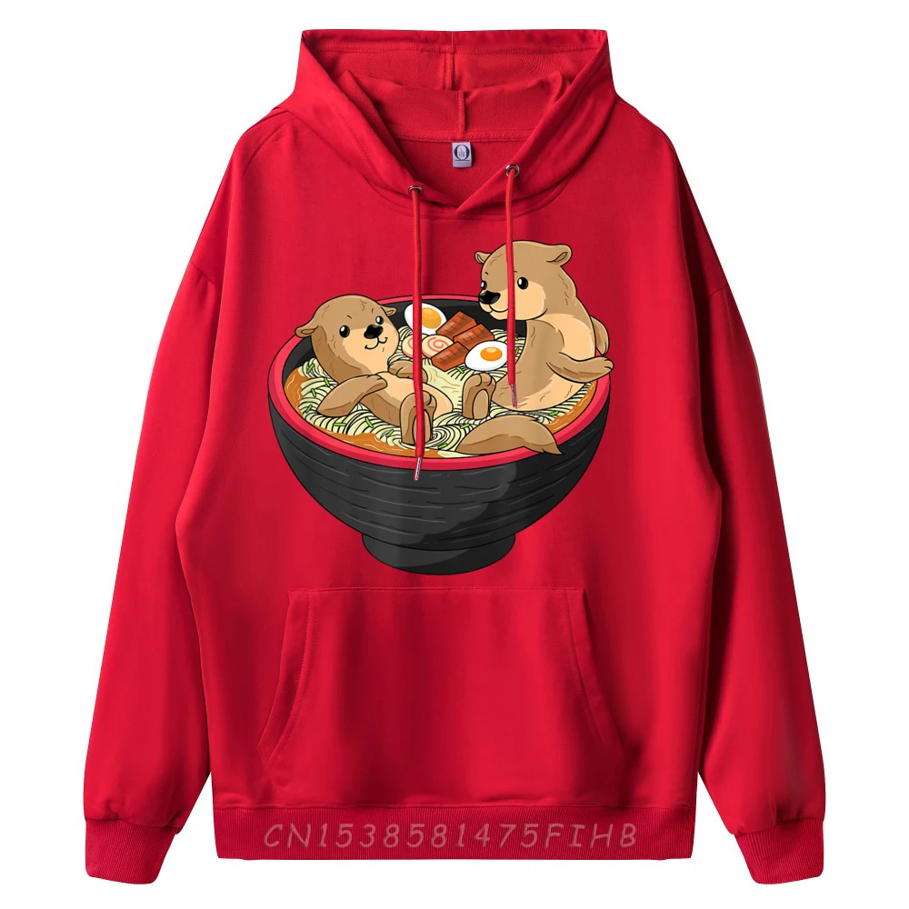 Kawaii Otter Japanese Ramen Noodles Soup Otter Lover Designer Clothes Men Christmas Hoodie Pullover
